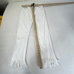 BEFORE YOU Cropped Flare Jeans White Fringed Hem Size S